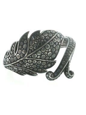 JOHN HARDY 925 Silver Dot Hinged Leaf Bnagle Bracelet Size 6.5 " M